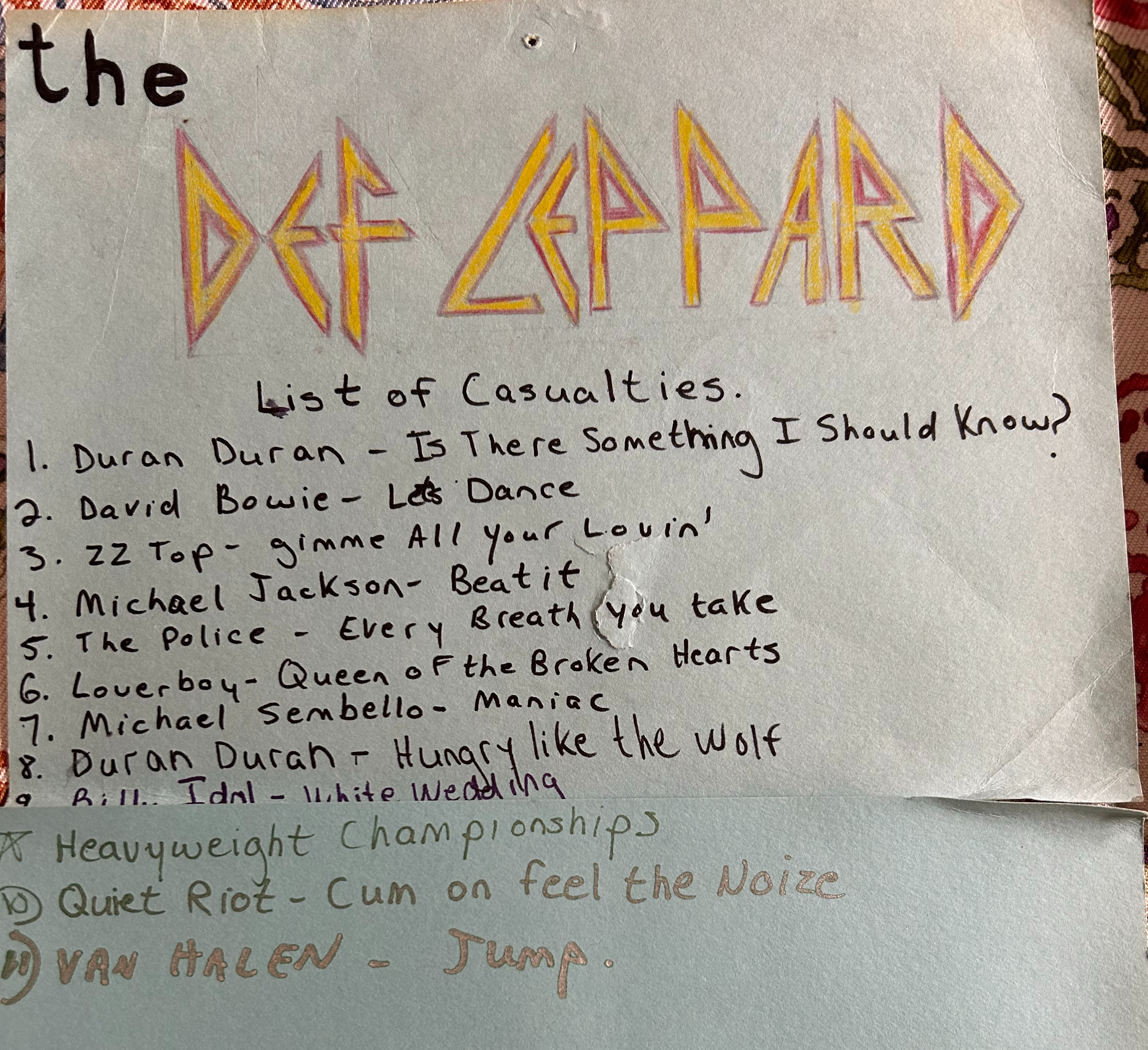 A list of 10 bands that Def Leppard took out in MTV's Friday Night Video Fights. 
